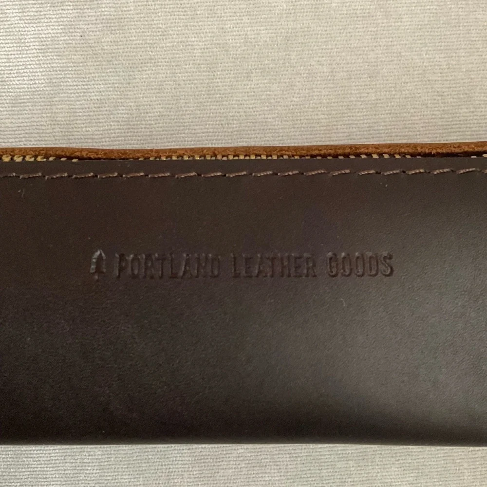 Portland Leather Goods Espresso Brown Leather Long Zip Carrying Case